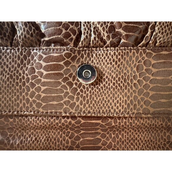 Aldo Brown Snake Print‎ Faux Leather Clutch Bag With Magnetic Snap Closure - Picture 6 of 16